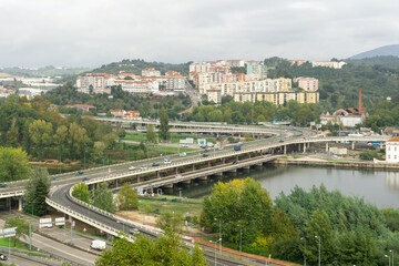 Multi-level road and bridge across the Mondego River in Coimbra