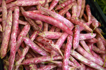 pile of red string beans at the market