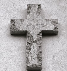Christian cross, black-and-white background.  Symbolic easter crucifixion, resurrection hope concept.