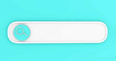 Search Or Magnifying Glass in Blank, Search Bar Over Blue Background, Panoramic image with space for text. 3D Rendering, 
