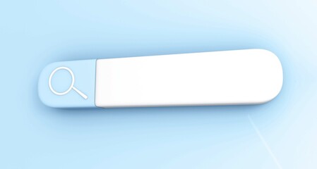 Search Or Magnifying Glass in Blank, Search Bar Over Blue Background, Panoramic image with space for text. 3D Rendering, 