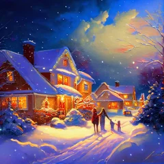 Photo sur Plexiglas Bleu foncé Christmas Family Holiday