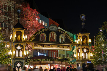 Night atmosphere in front of beautiful arched entrance of Weihnachtsmarkt, Christmas Market in...