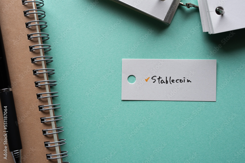 Poster there is word card with the word stablecoin. it is a web3 related term.