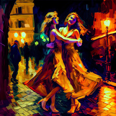 woman in a dress in the night generative ai 