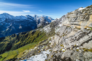 Fototapeta na wymiar Top of the Schilthorn and view of Bernese Swiss alps, Switzerland