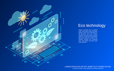 Eco technology, environmental protection, ecology flat 3d isometric vector concept illustration