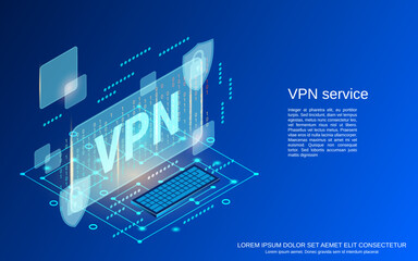 VPN service flat 3d isometric vector concept illustration