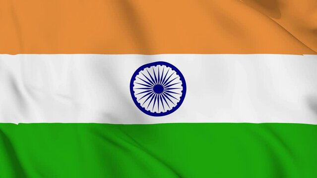 4K Ultra Hd 3840x2160. A beautiful view of india flag video. 3D indian flag waving seamless loop video animation.