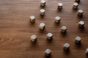 There is wood cubes on the table for background.