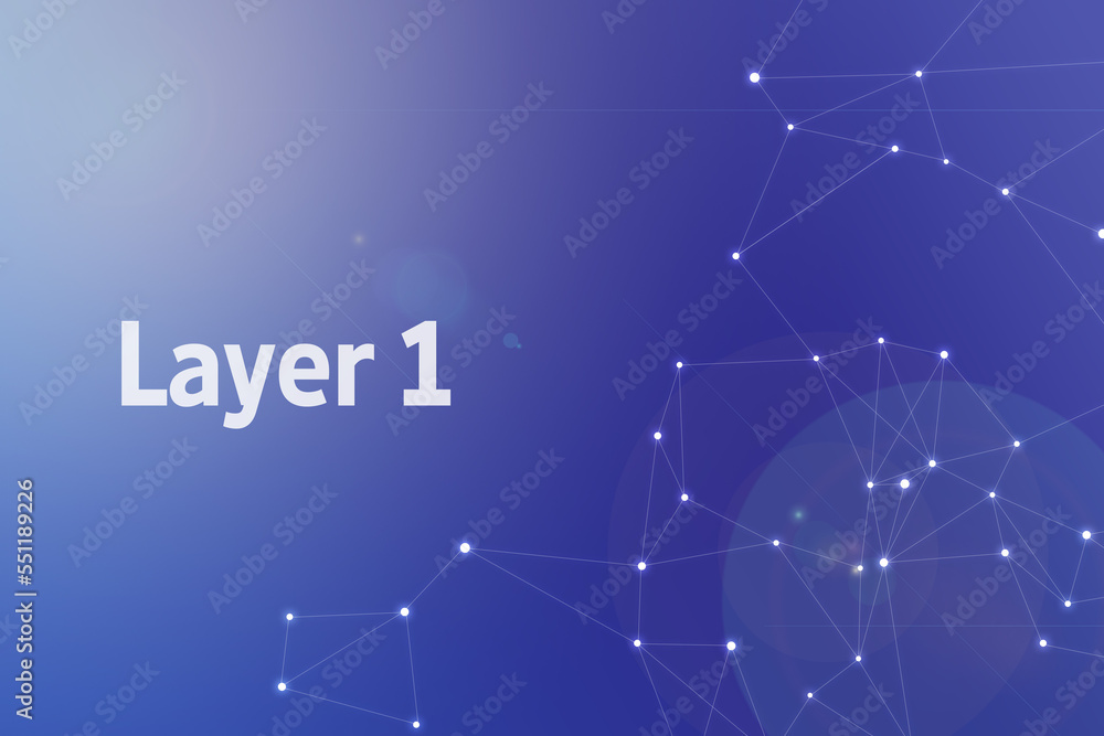 Poster title image of the word layer 1. it is a web3 related term.