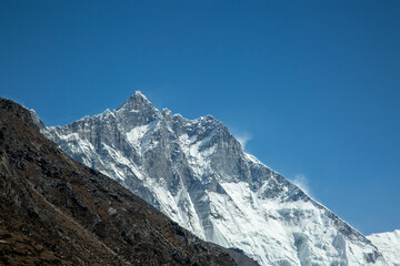 top van de lhotse-berg, himalaya, nepal