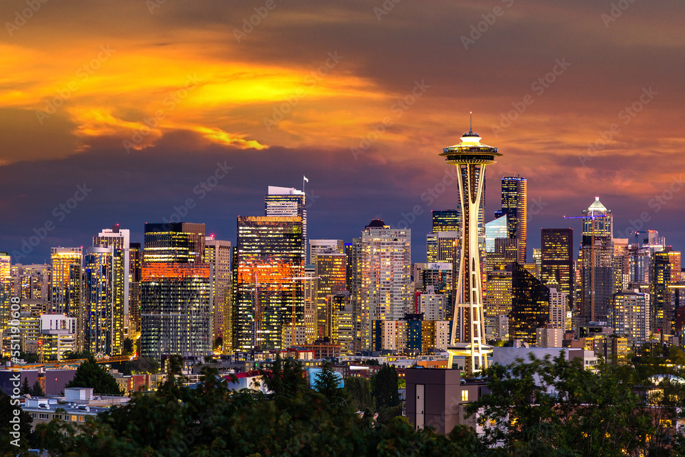 Wall mural seattle cityscape and space needle