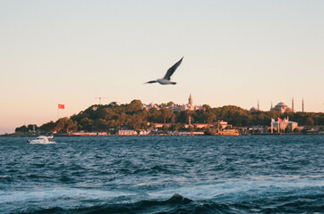 Fototapeta na wymiar Sunset at Bosphorus strait
