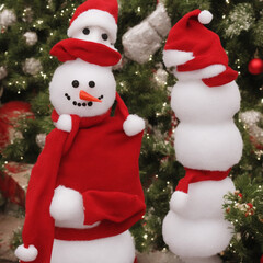 a snowman dressed like Santa Claus