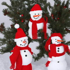 a snowman dressed like Santa Claus