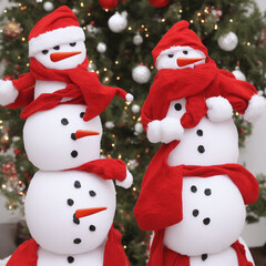 a snowman dressed like Santa Claus