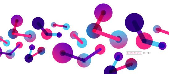 Line points connections geometric abstract background. Circles connected by lines. Trendy techno business template for wallpaper, banner, background or landing