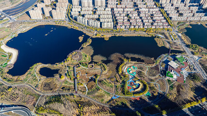 Autumn scenery of Nanxi Wetland Park in Changchun, China