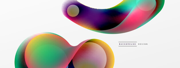 Fluid abstract background, round shapes and circle flowing design for wallpaper, banner, background or landing