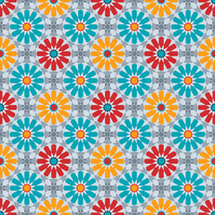 Seamless Vector Moroccan Colorful Zellige, Geometric Pattern Abstract Background, Pixel Perfect to repeat both horizontally and vertically
