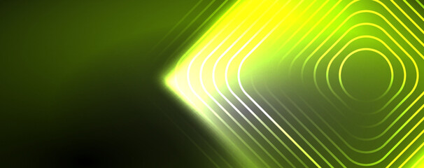 Neon glowing techno lines, hi-tech futuristic abstract background template. Vector illustration for wallpaper, banner, background, leaflet, catalog, cover, flyer