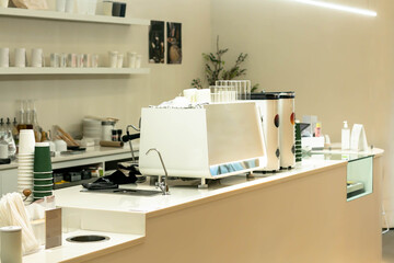 Interior design and decoration of coffee cafe and bakery shop -decorated with white 