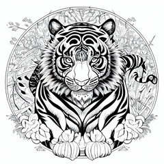 Fototapeta premium Black and White Animal Mandala