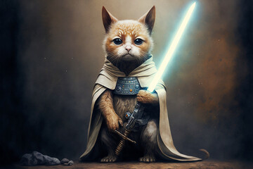 Cat with lightsaber 