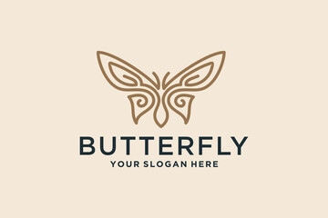 Luxury butterfly line logo design