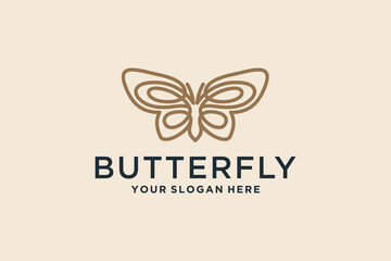 Luxury butterfly line logo design