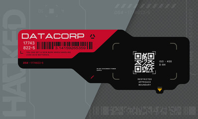 Cyberpunk decals set. Set of stickers and labels in futuristic style. Inscriptions and symbols in the style of neo-futurism games. Interface HUD elements. © GraphicPapa
