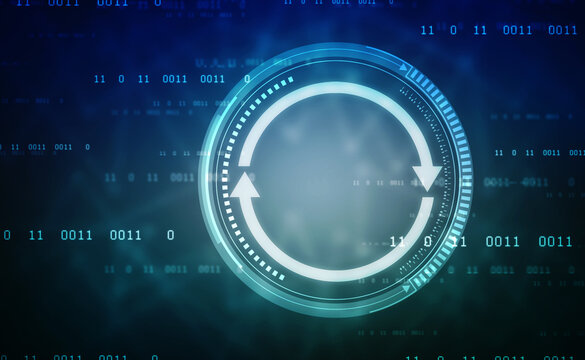Update icon with binary codes on technology abstract background, Update System Upgrade Software version technology concept