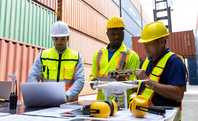 Team engineer or Team Foreman meeting and planning with document Solar photovoltaic equipment on solar panel at construction site. engineer workers meeting project solar panel at construction site.
