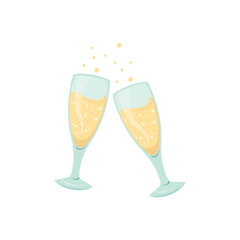 Two Champagne Glasses Toasting vector illustration isolated graphic