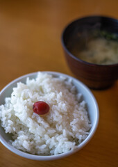 朝食のご飯とお味噌汁