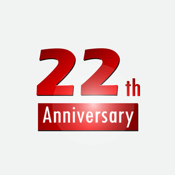 Red 22th year anniversary celebration simple logo white background