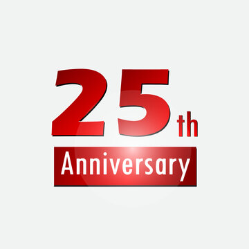 Red 25th year anniversary celebration simple logo white background
