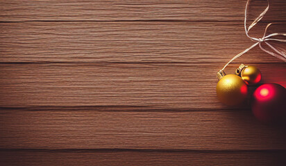 Naklejka premium Wooden table with christmas decoration