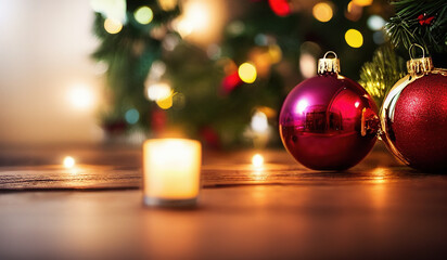 Fototapeta na wymiar Cute christmas tree and candle