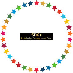 SDGs17色の星のシンプルな円形フレーム