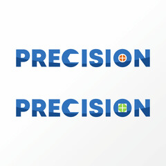 Logo design graphic concept creative abstract icon premium free vector stock simple and unique letter or word PRECISION sans serif font with wrench and chimney. Related to property or technique