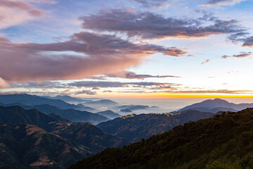 Plakat Sunset landscape of the Hehuanshan mountain