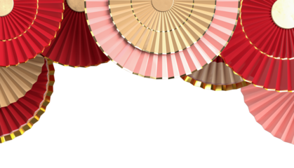 Paper fan chinese new year decoration. Oriental Asian style concept of Happy Chinese New Year festival background. 3D rendering