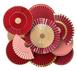 Paper fan chinese new year decoration. Oriental Asian style concept of Happy Chinese New Year festival background. 3D rendering