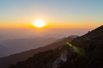 Fototapeta na wymiar Sunset landscape of the Hehuanshan mountain