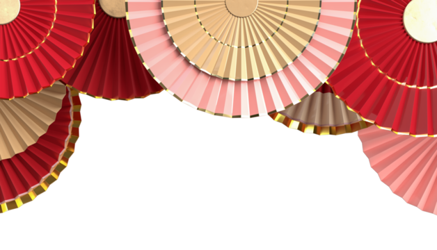 Paper fan chinese new year decoration. Oriental Asian style concept of Happy Chinese New Year festival background. 3D rendering