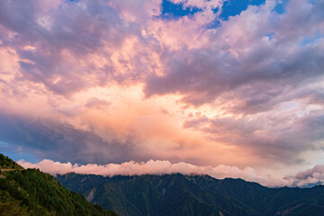 Sunset landscape of the Hehuanshan mountain