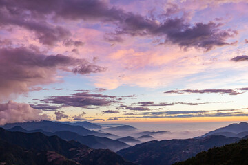 Sunset landscape of the Hehuanshan mountain