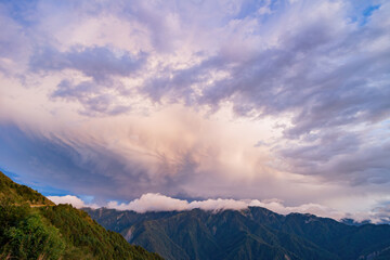 Sunset landscape of the Hehuanshan mountain